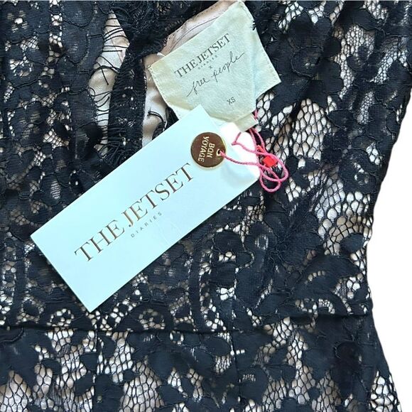 The Jetset Diaries X Free People Fantasia Skater Dress Black Nude Lace XS - Picture 6 of 8